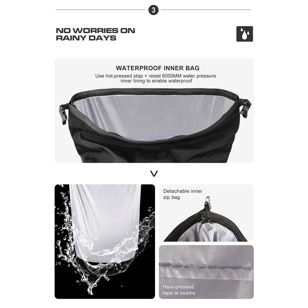 Polyester Motorcycle Side Saddle Bag 20L with Removable Waterproof Inner Bag H4673