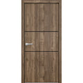 Solid French Door 32 x 84 inches Walnut with Frosted Glass Single Regular Panel Frame Trims Handle G613