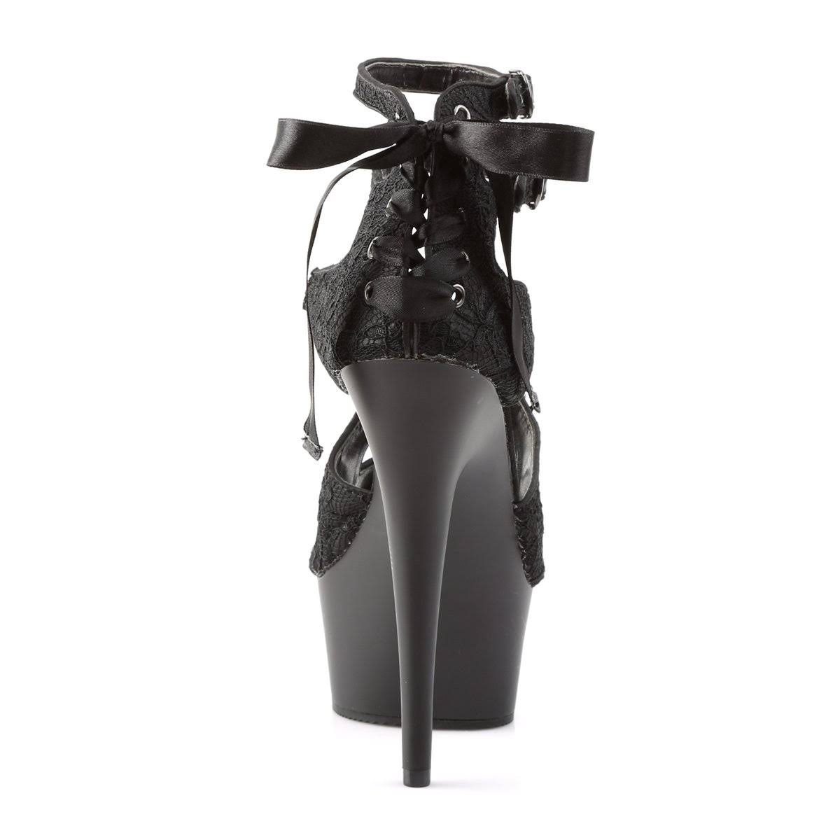 Red Satin-lace Black Matte Heels S579548