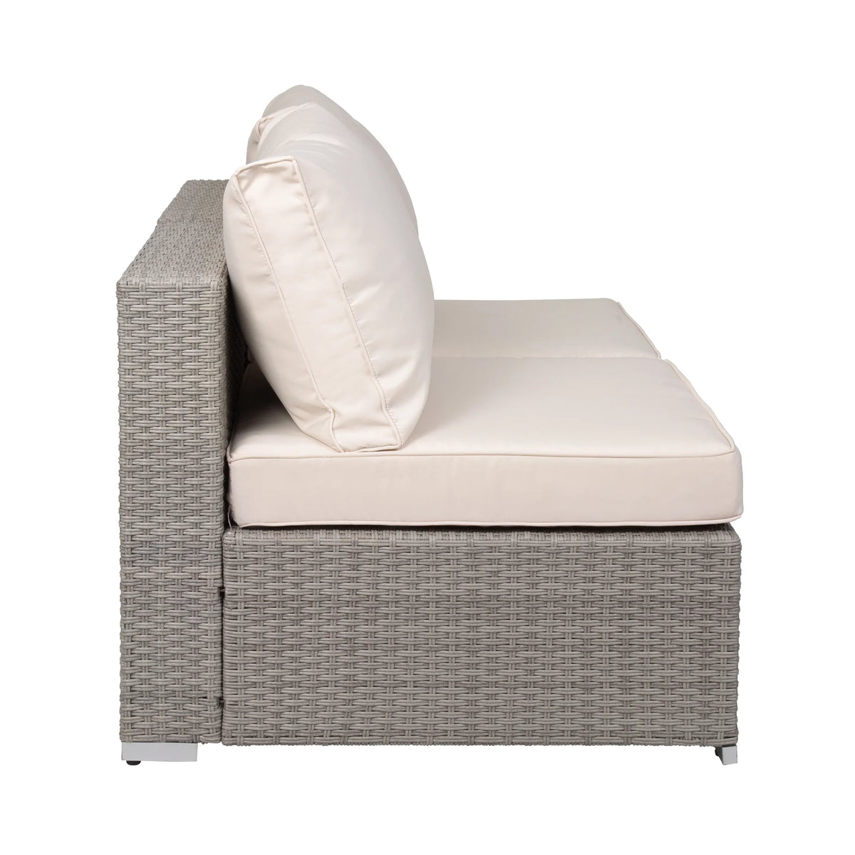 7-Piece Outdoor Rattan Wicker Sectional Seating Set with Cushions, Gray/Ivory O64938