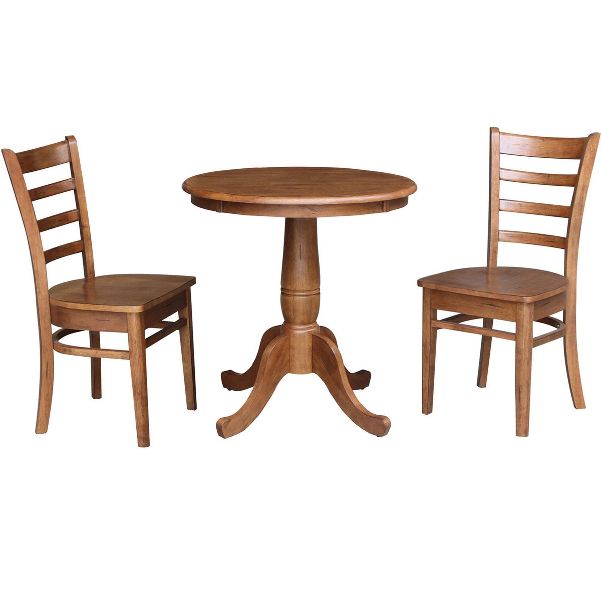 Distressed Oak 3 Piece Pedestal Table Set B19621