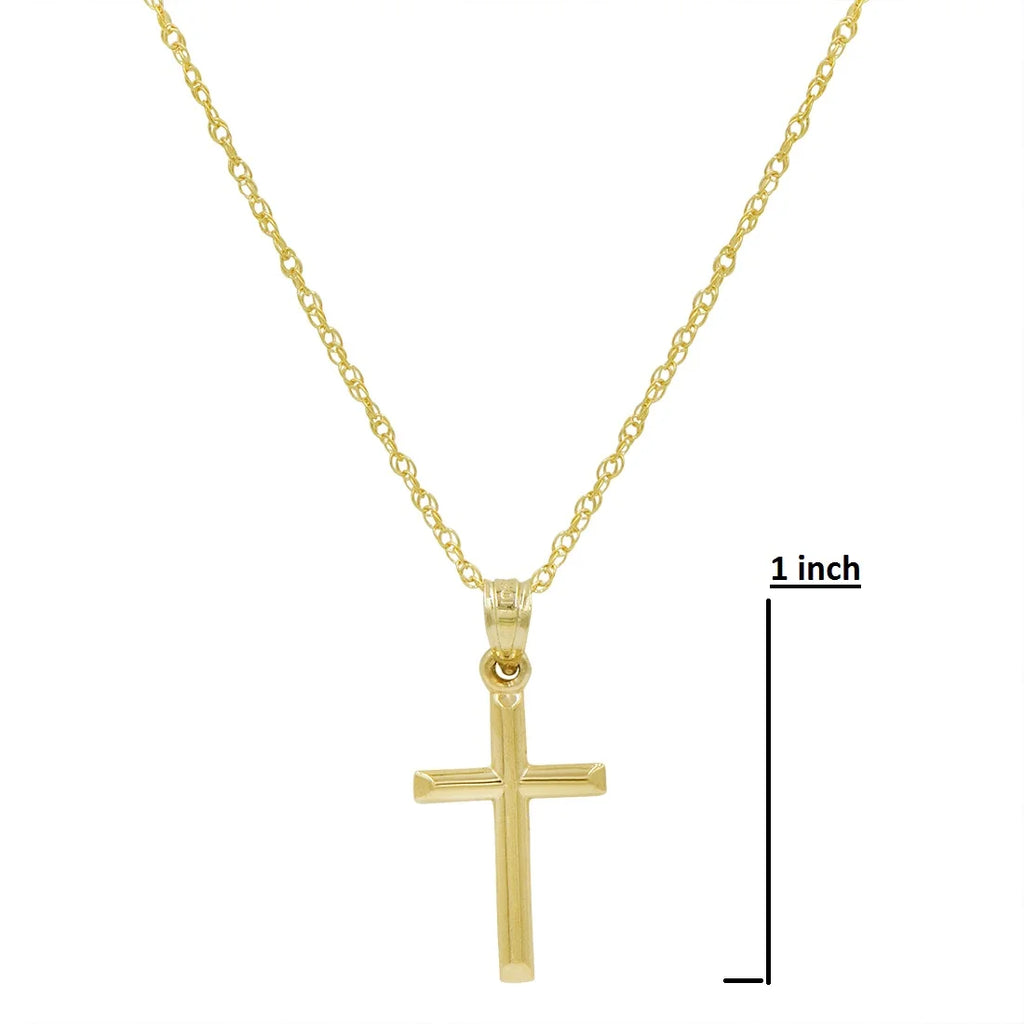 10K Yellow Gold Cross Pendant Necklace 18 in. chain V971189