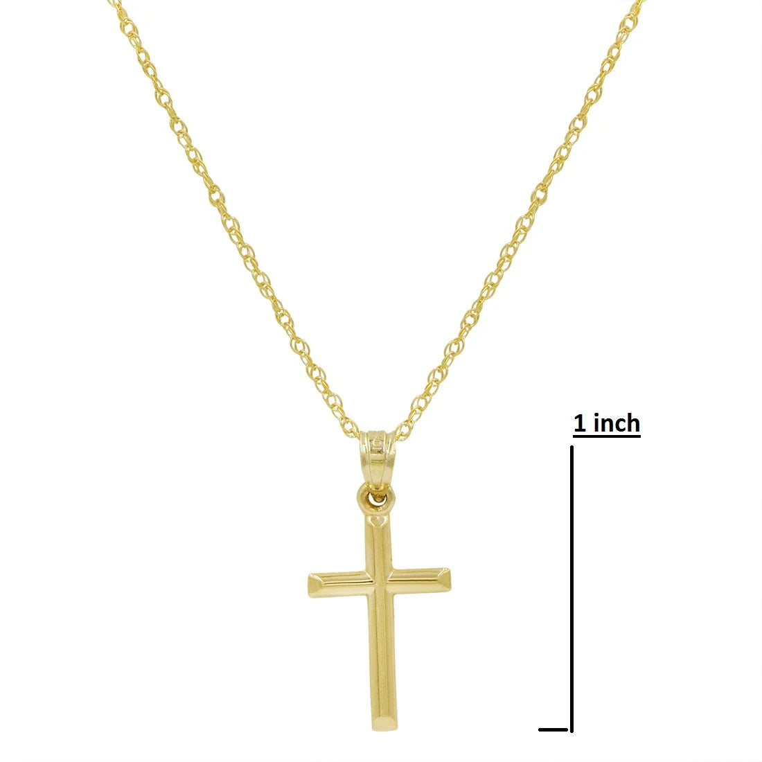 10K Yellow Gold Cross Pendant Necklace 18 in. chain V971189