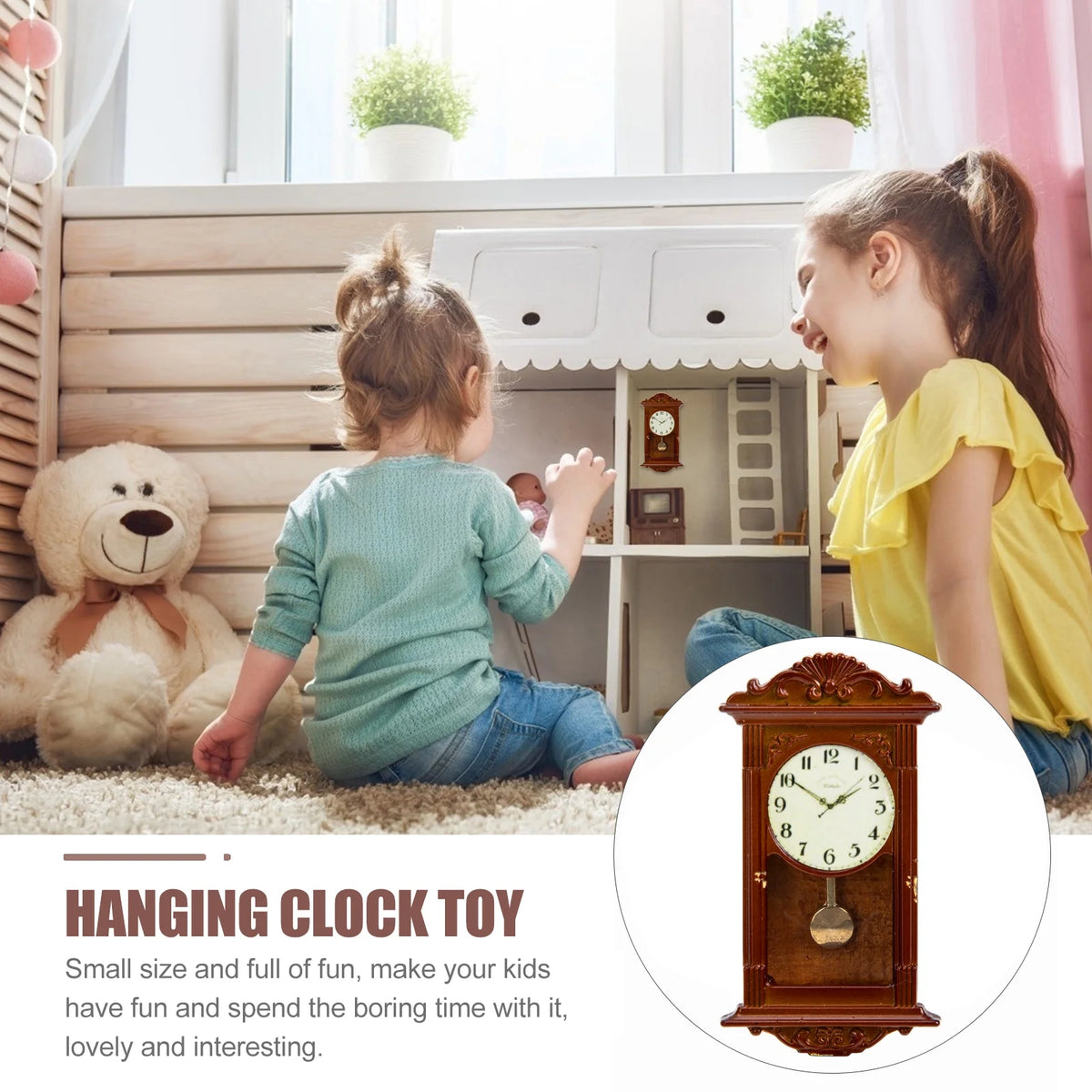 Mini Hanging Metal Doll House Clock Toy H631