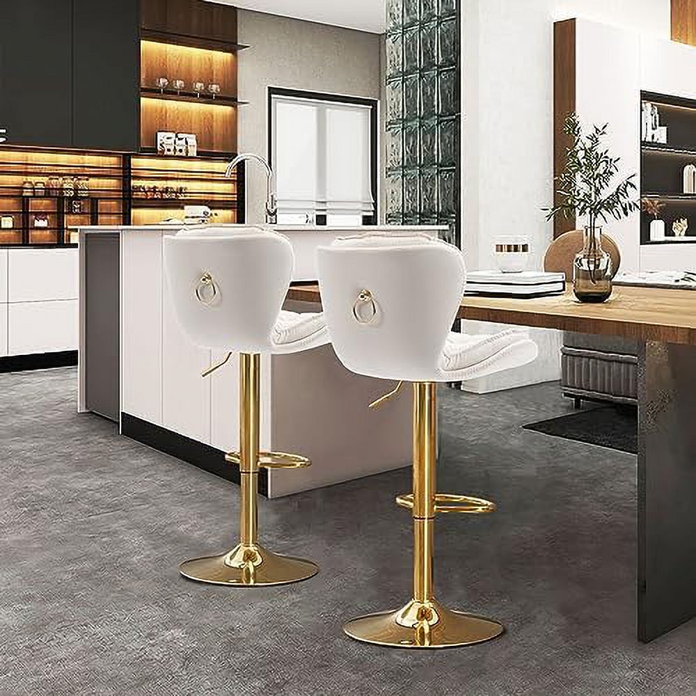 Cream Velvet Adjustable Counter Height Barstools Set of 2 K94793