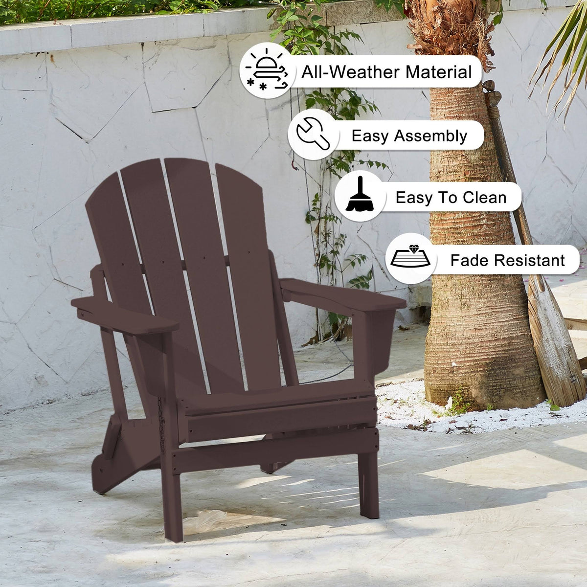 Brown Plastic Adirondack Chair Set of 4 P8391