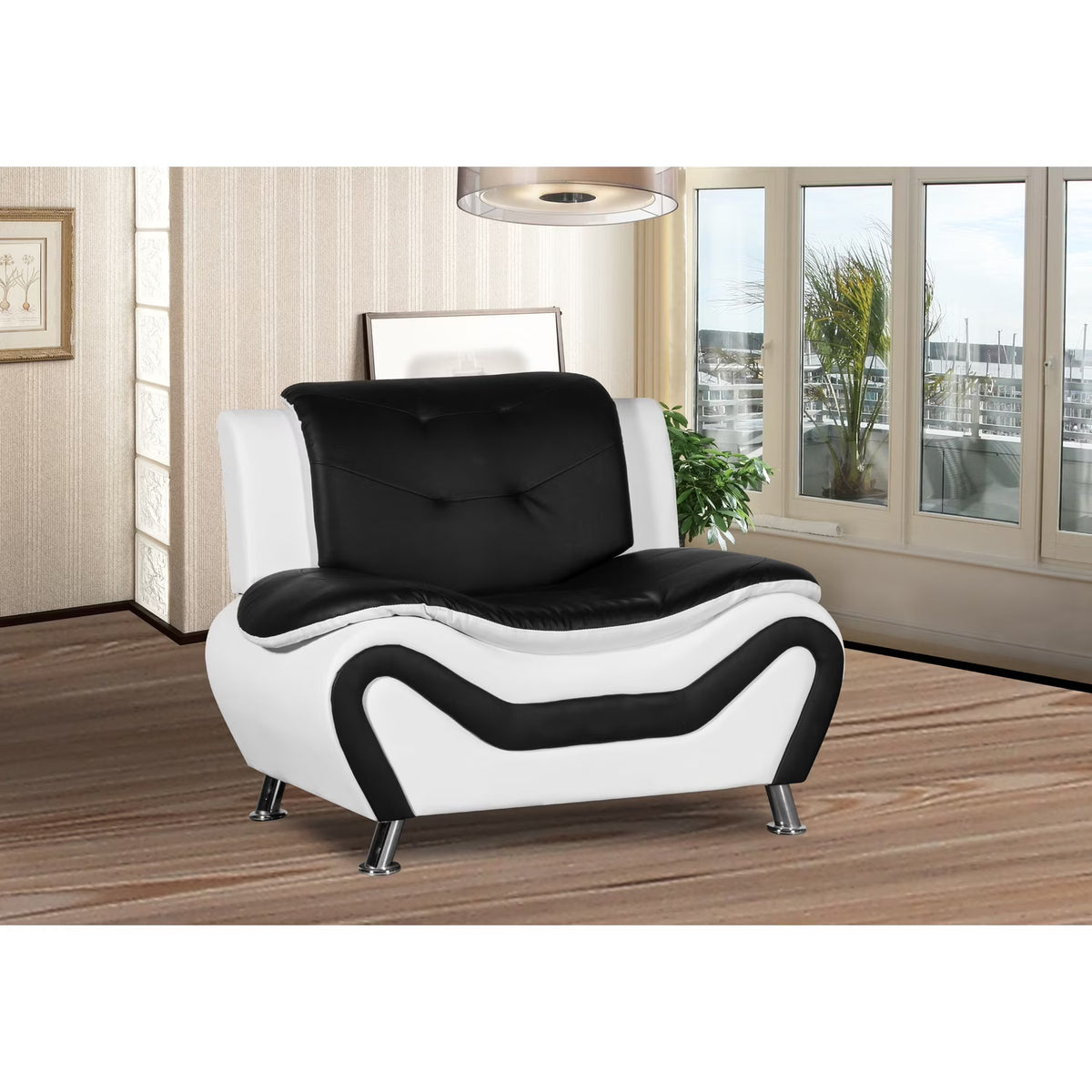 Black and White Faux Leather Club Chair U724466