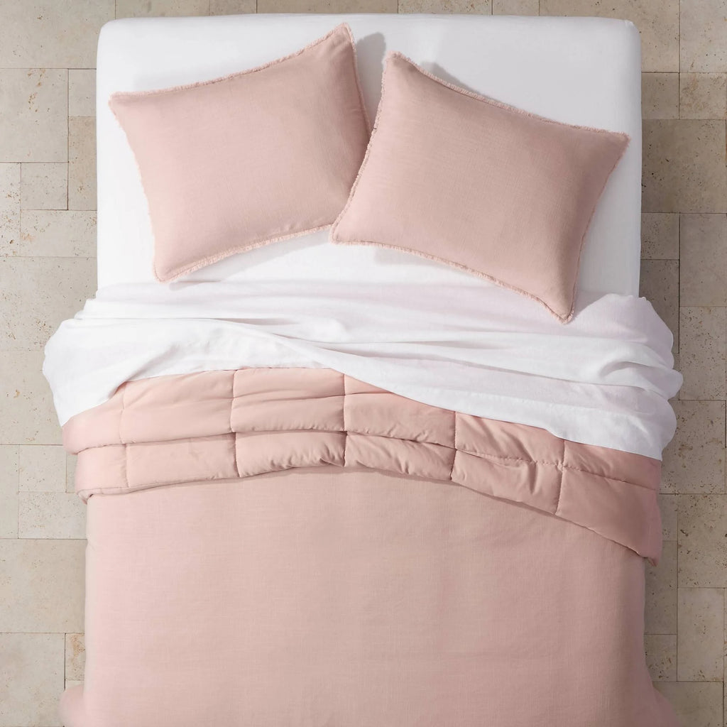 Blush Linen Blend Comforter and Sham Set E8678