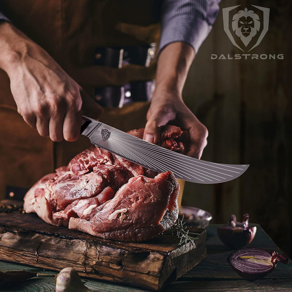 10 Butcher & Breaking Knife with Leather Sheath Q6873