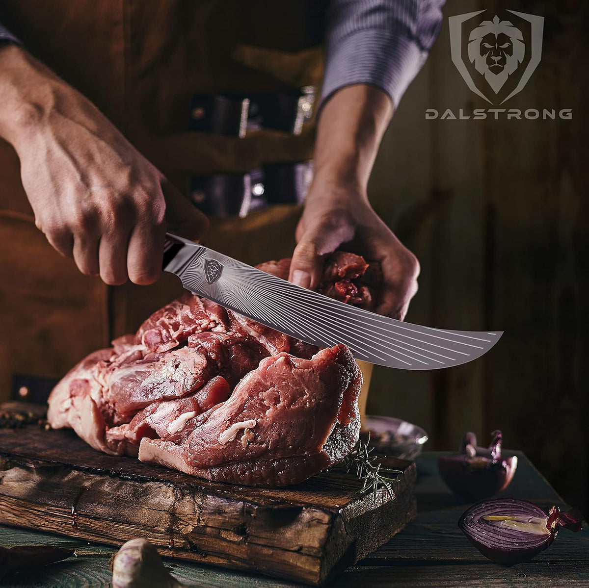 10 Butcher & Breaking Knife with Leather Sheath Q6873