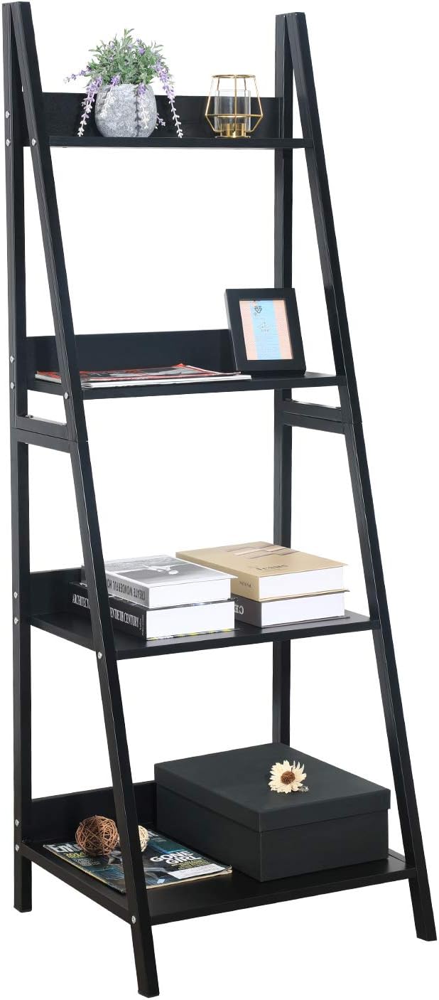 Walnut 4 Tier Ladder Bookshelf V809807
