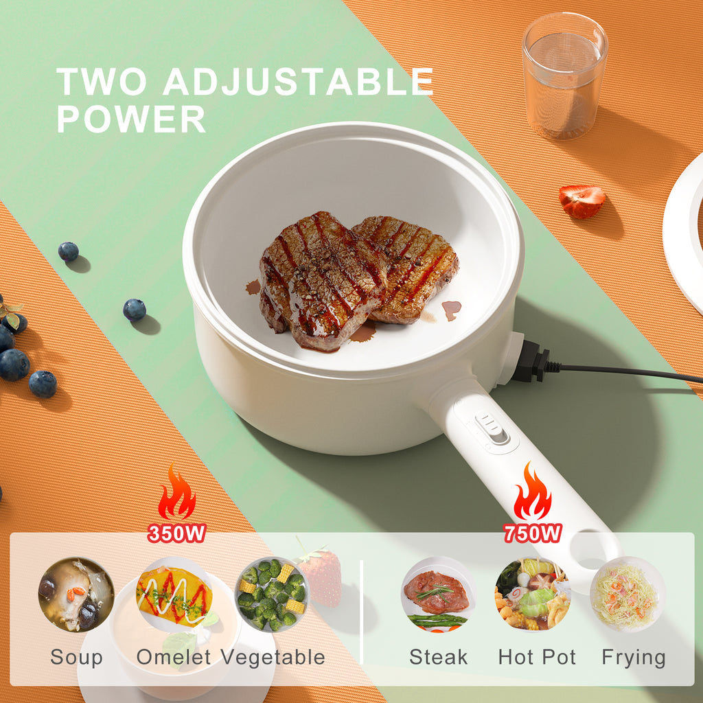 Non-Stick Electric Hot Pot with Strainer, 2.64 Quart, White U58738