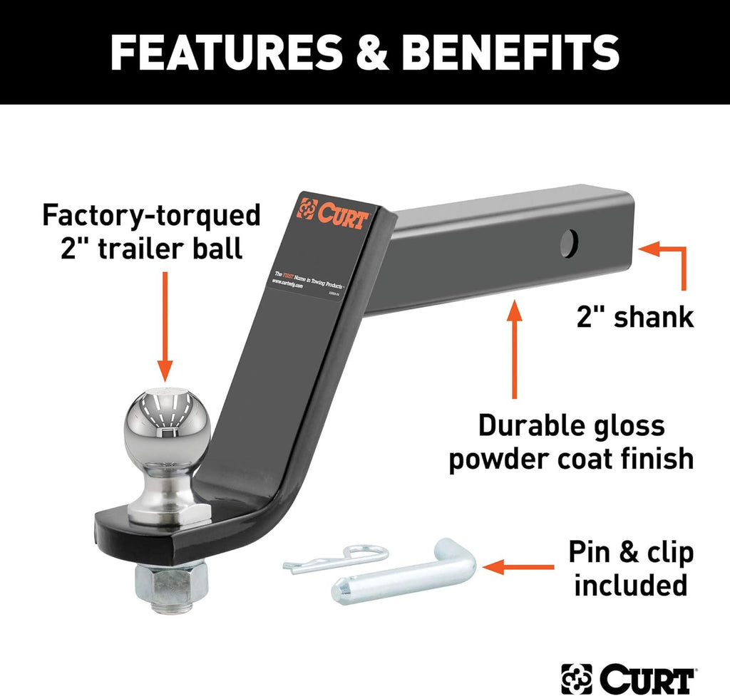 Lifted Truck Trailer Hitch Mount with 2-Inch Ball & Pin, 7,500 lbs, 6-Inch Drop, Black Pack of 2 P918654