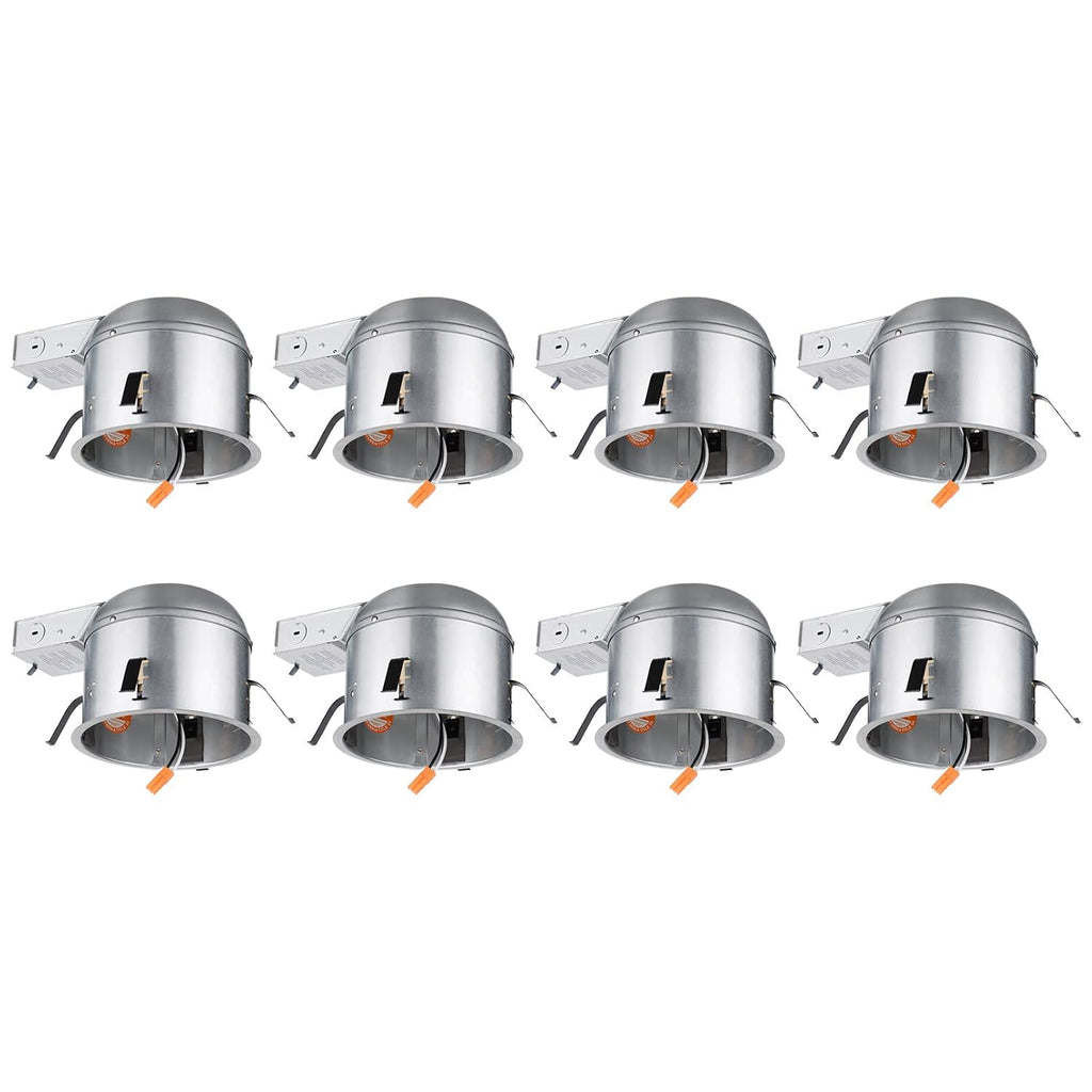8-Pack 6 Inch LED Recessed Housing, IC Rated Air Tight, Damp Location D79378