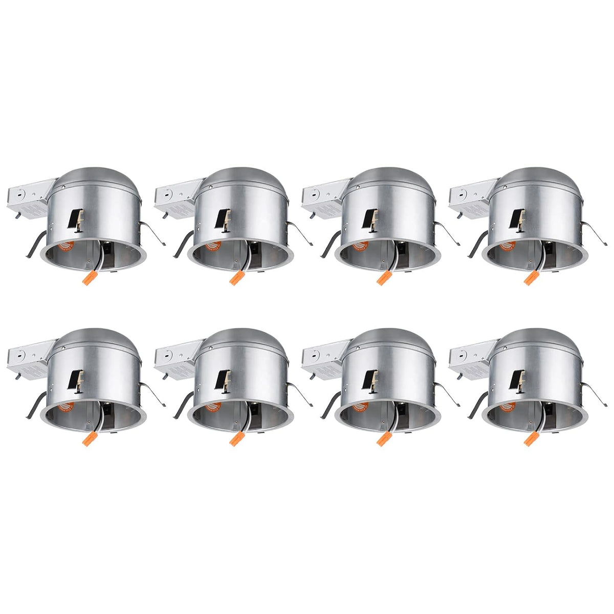 8-Pack 6 Inch LED Recessed Housing, IC Rated Air Tight, Damp Location D79378