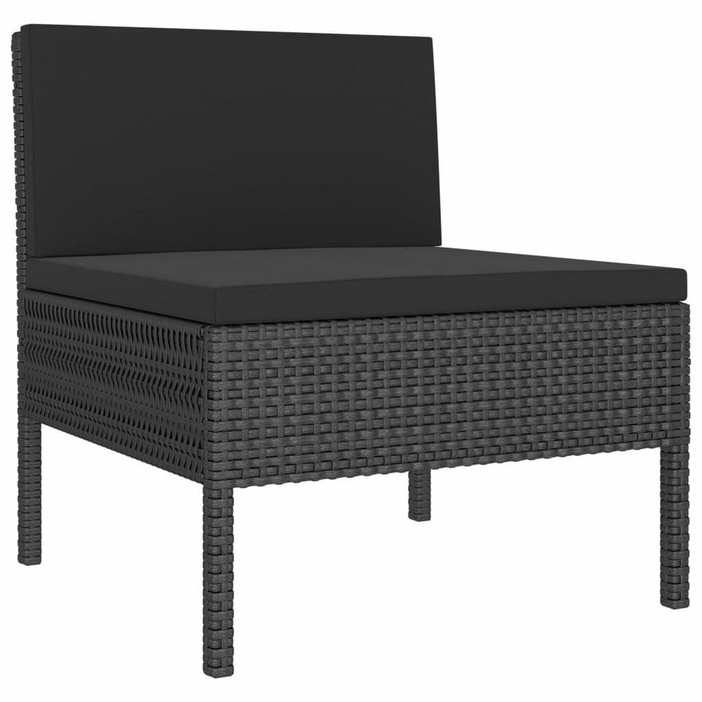 3 Piece Poly Rattan Outdoor Sectional Sofa Set with Cushions Steel Frame A13729