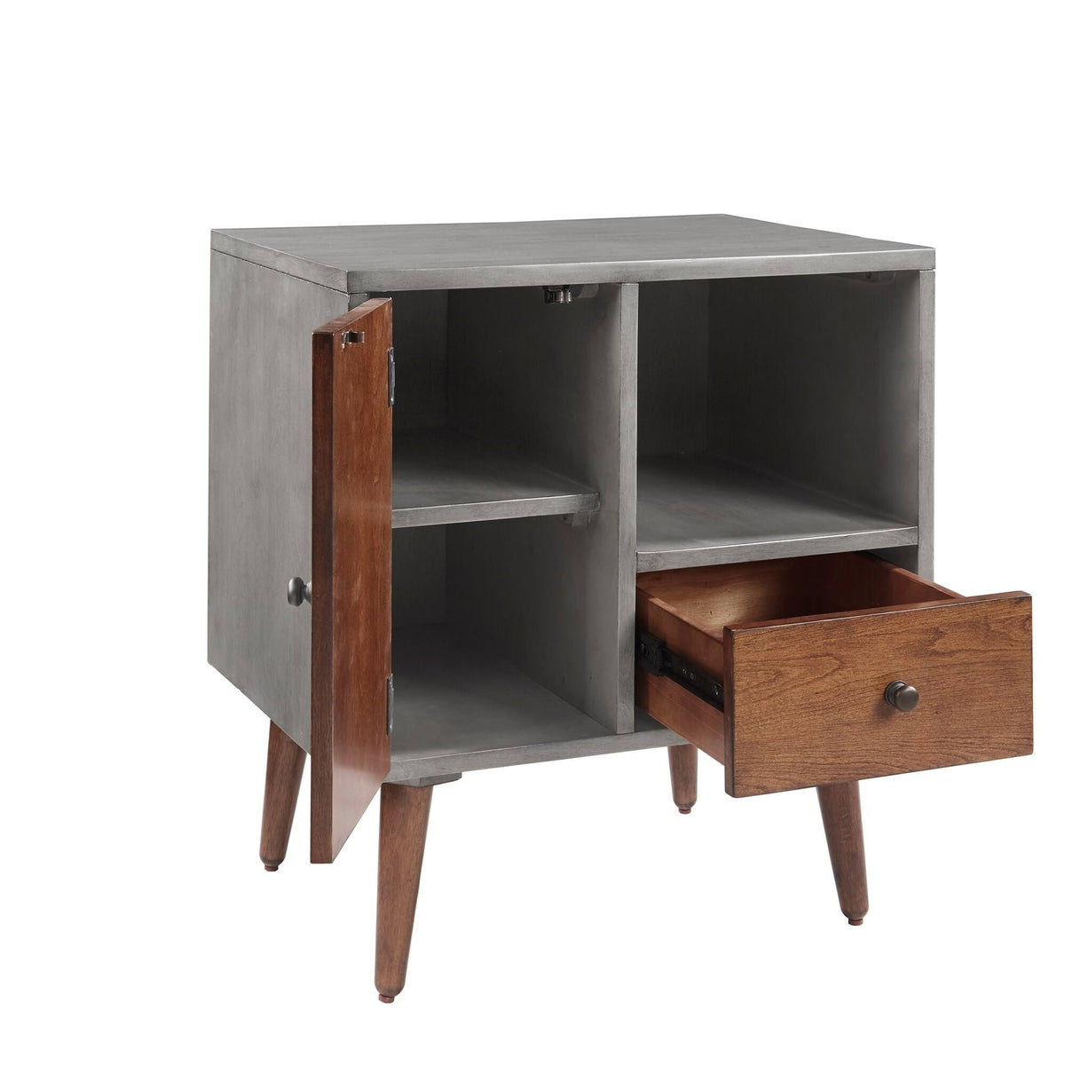 Grey 1-Drawer Storage Nightstand G41004