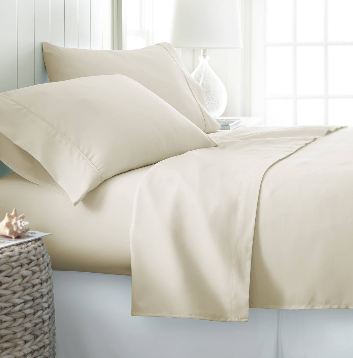 4 Piece Bamboo Bed Sheet Set, California King, White J765466