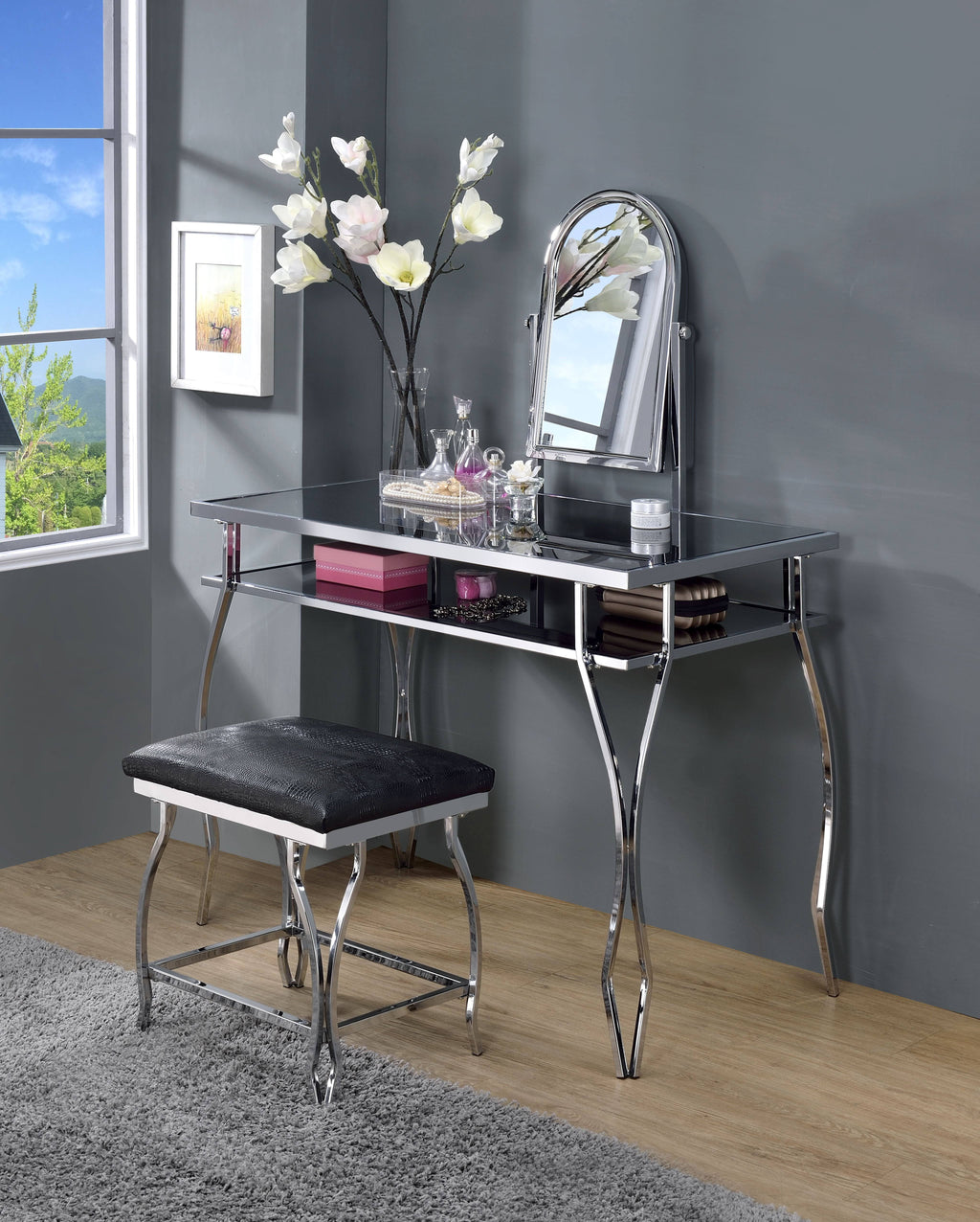 Vanity Set Black and Chrome S98299