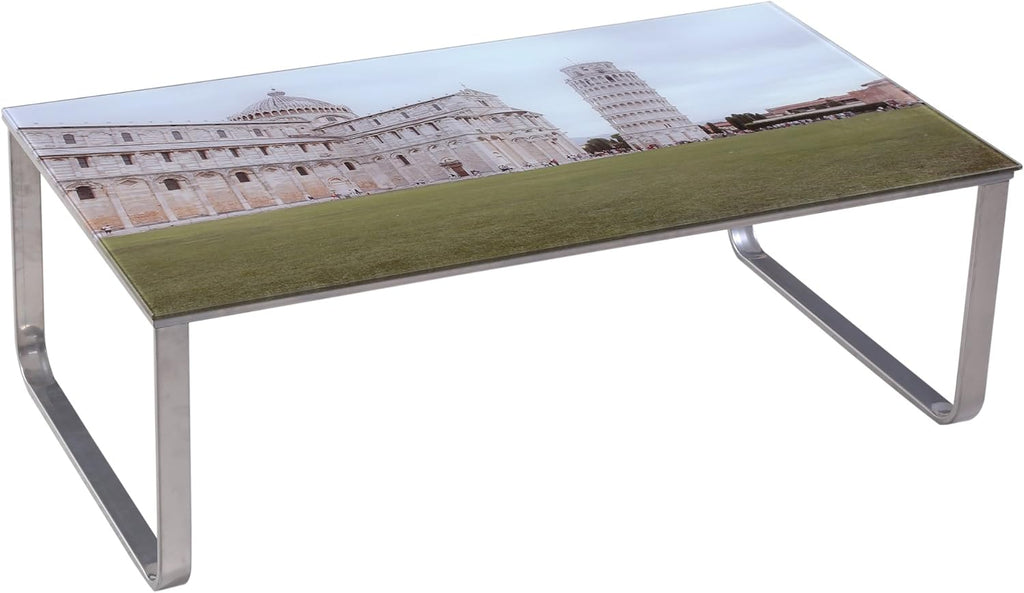 Coffee Table with Steel Frame and Tempered Glass Top I29609
