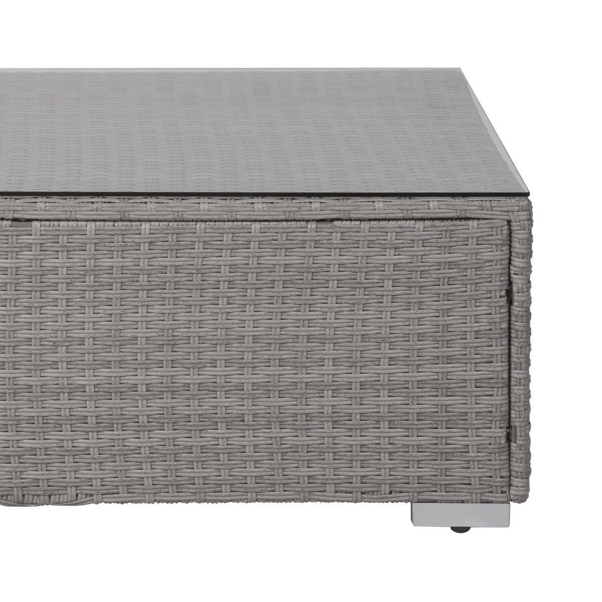 7-Piece Outdoor Rattan Wicker Sectional Seating Set with Cushions, Gray/Ivory O64938