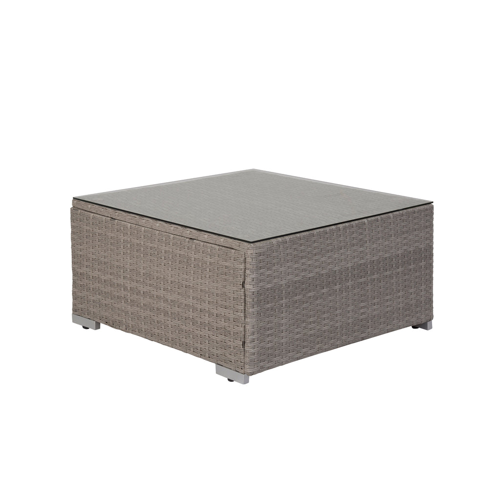 7-Piece Outdoor Rattan Wicker Sectional Seating Set with Cushions, Gray/Ivory O64938