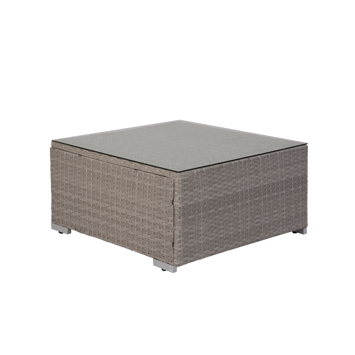 7-Piece Outdoor Rattan Wicker Sectional Seating Set with Cushions, Gray/Ivory O64938