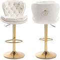 Cream Velvet Adjustable Counter Height Barstools Set of 2 K94793
