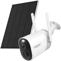 Solar Security Camera Outdoor Wireless with Siren and Spotlight, Battery Powered WiFi, Motion Detection, Color Night Vision, IP66 Waterproof D6074