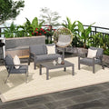 Gray 4-Seat Outdoor Aluminum Sectional Sofa with Cushions G748064