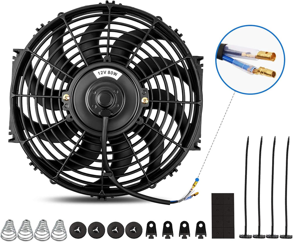 12 Inch Electric Engine Radiator Cooling Fan with Mounting Kit 1750 CFM 12 Volts Pack of 2 G9203