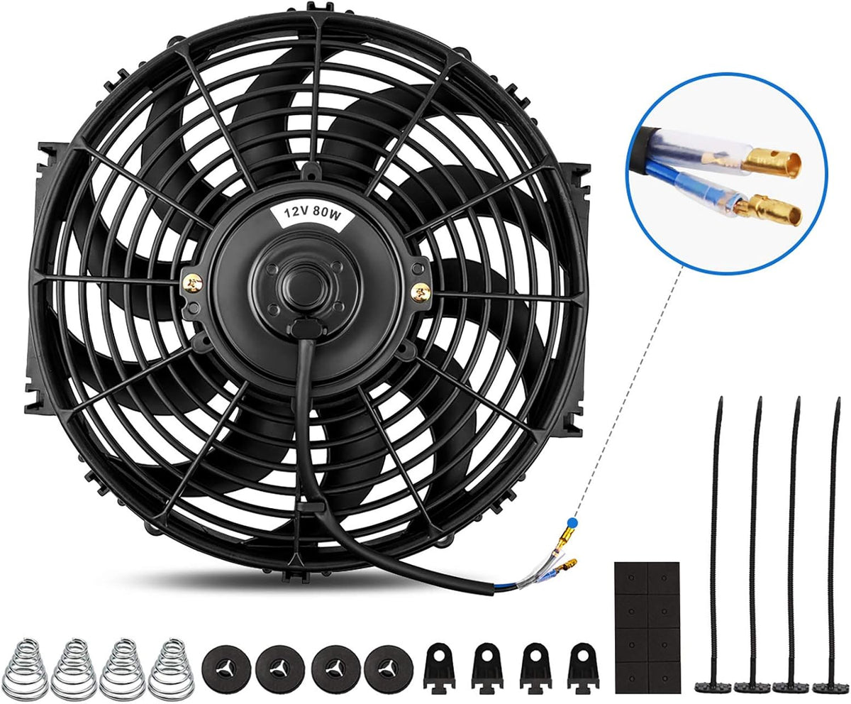 12 Inch Electric Engine Radiator Cooling Fan with Mounting Kit 1750 CFM 12 Volts Pack of 2 G9203
