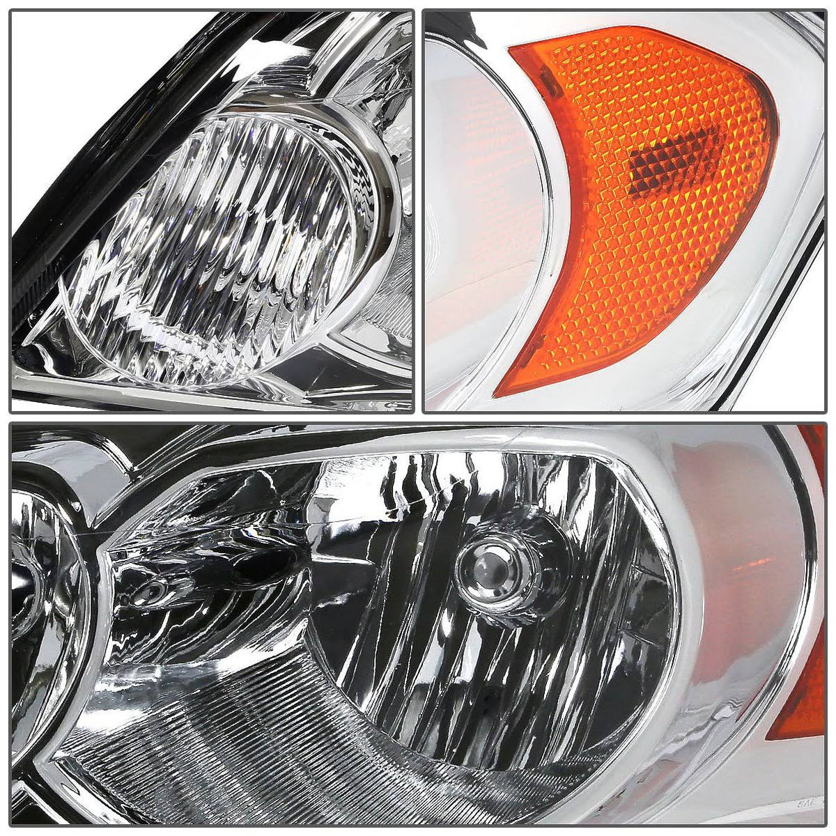 Headlight Assembly Chrome Housing Amber Corner Headlamp W2121