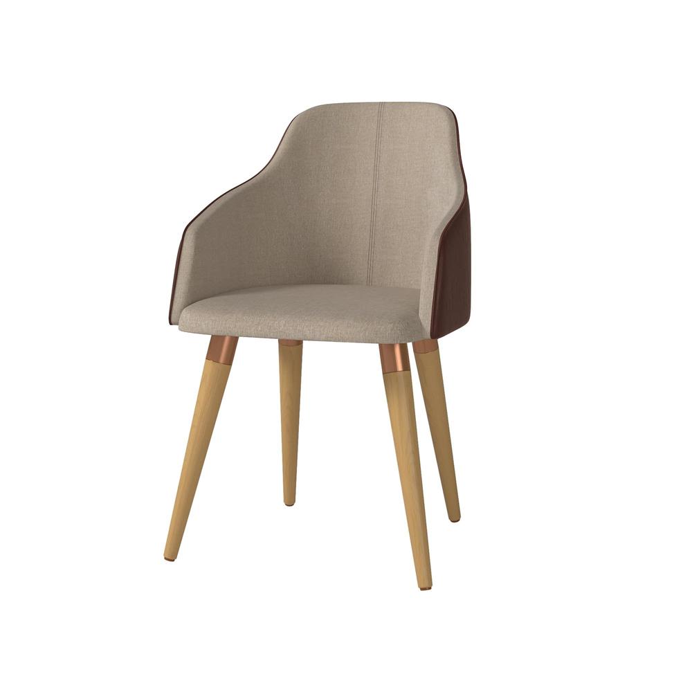 Brown Fabric Leather Accent Chair Set of 2 K589