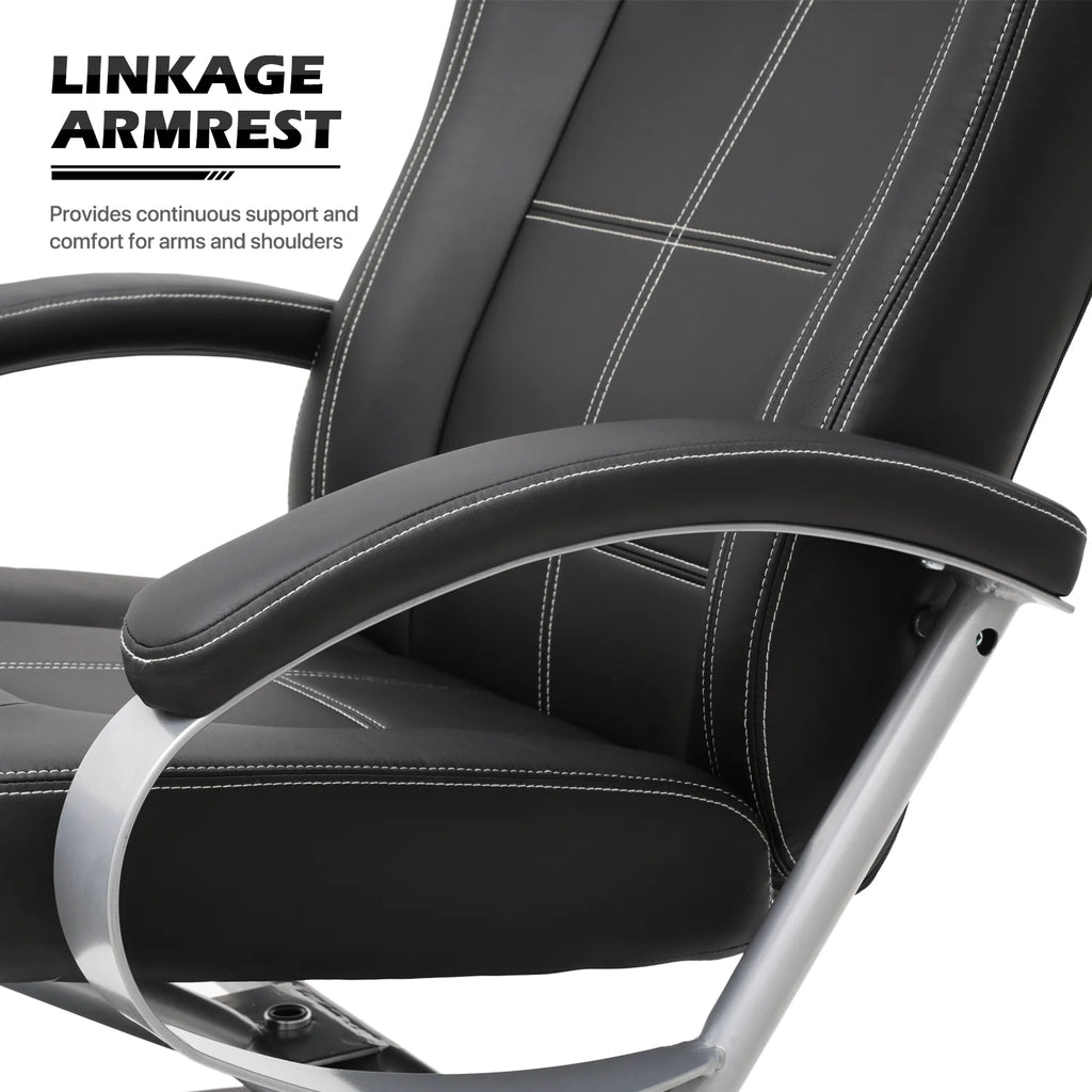 Black PU Leather Swivel Recliner with Ottoman S219
