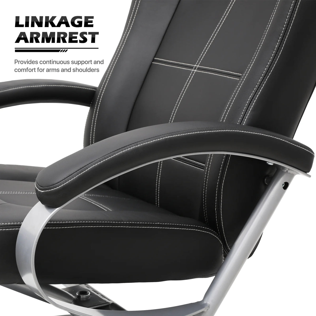 Black PU Leather Swivel Recliner with Ottoman S219