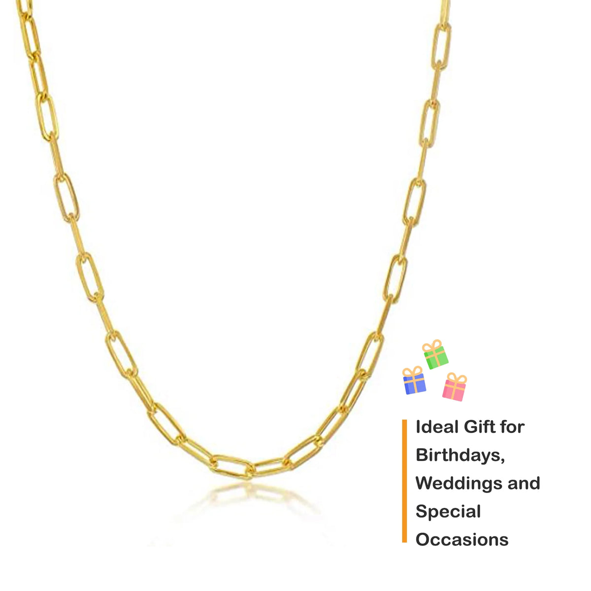 Sterling Silver Gold Plated Paperclip Chain Necklace, 1.8mm, 16.0" Y5513