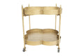 Gold 2-Tier Clover Shaped Bar Cart with Caster Wheels T14792