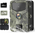 2.7K 36MP Game Camera 0.2S Trigger 65ft Range No Glow Night Vision 120° Angle IP66 Waterproof 32GB Card Pack of 2 C819552