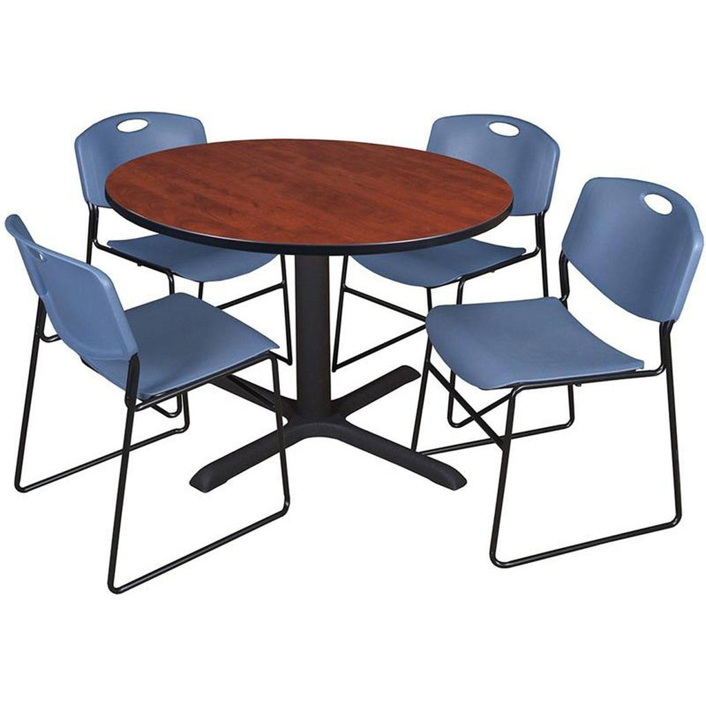 48x22 Round Breakroom Table with 4 Stack Chairs X345834