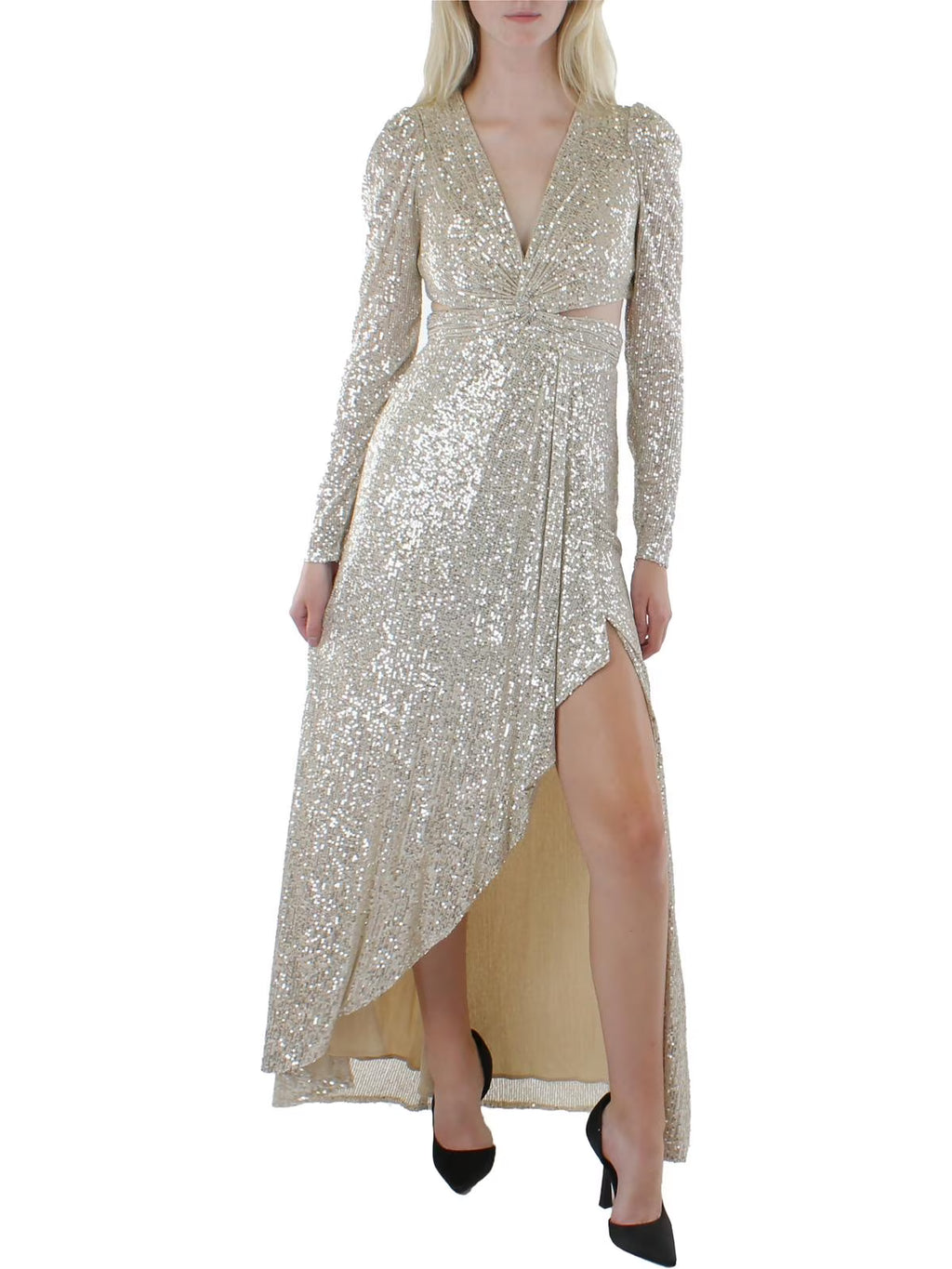 Sequin Cut-Out Evening Dress A15637