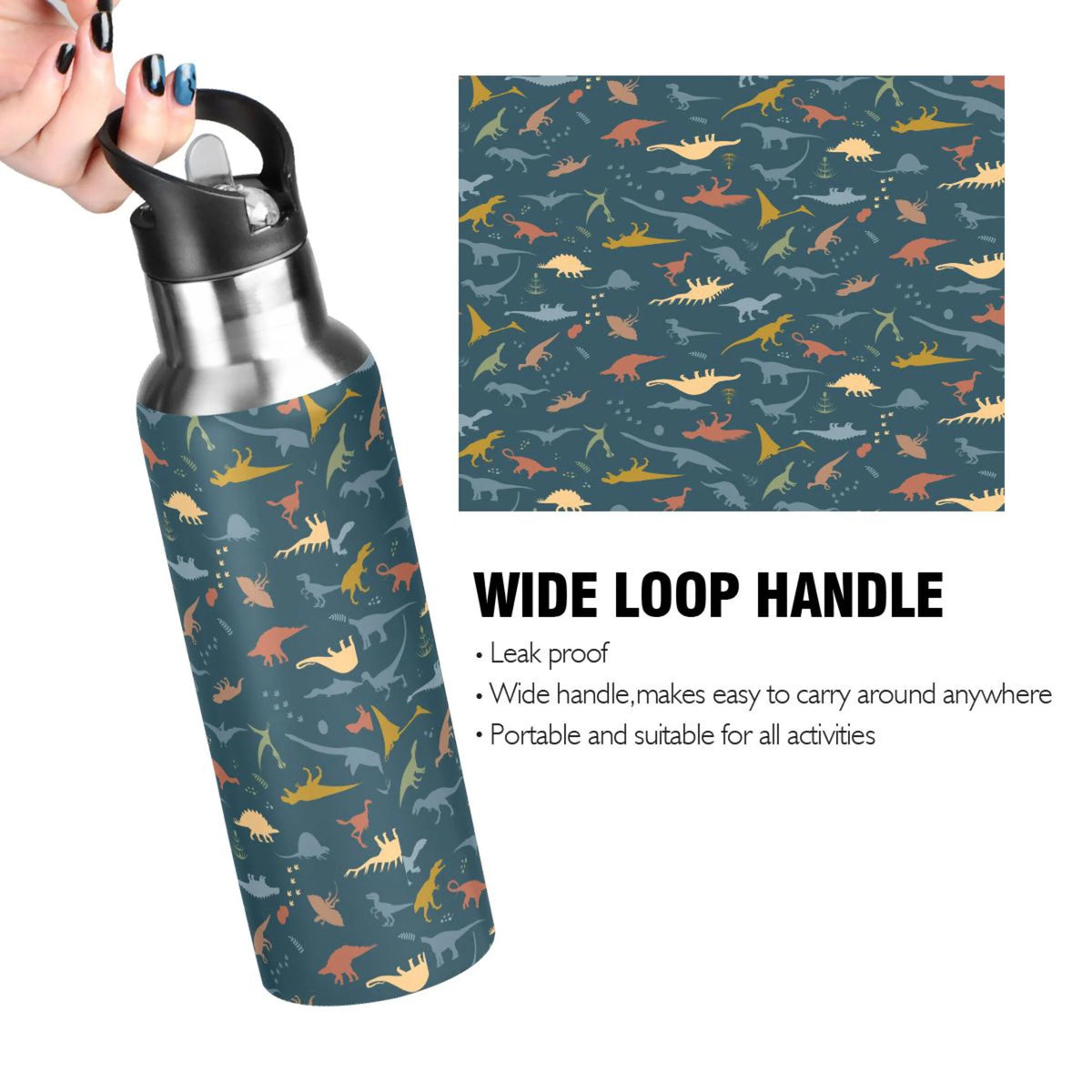 20 OZ Stainless Steel Water Bottle with Straw Lid K6765