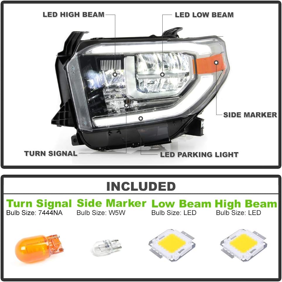 Smoked Chrome Housing LED DRL LED Headlights Headlamps Assembly Pair M401