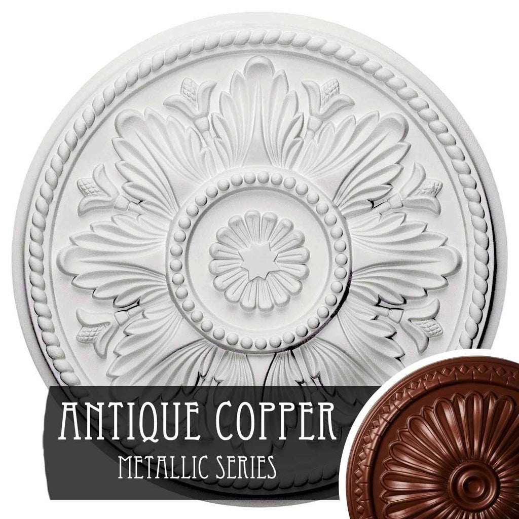 18 inch x 1 3/4 inch Hand-Painted Silver Ceiling Medallion N223