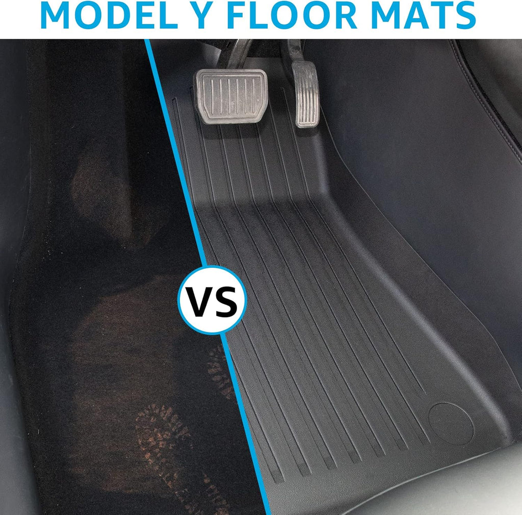 Tesla Model Y Floor Mats 5-Seat TPE Full Set Liners All Weather Front Rear Trunk Cargo Liner Q3798