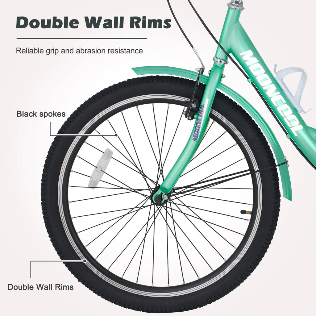 Adult Tricycles Single Speed 24 inch Three Wheel Bike Cruiser Trike with Low-Step Through Frame Large Basket V941769