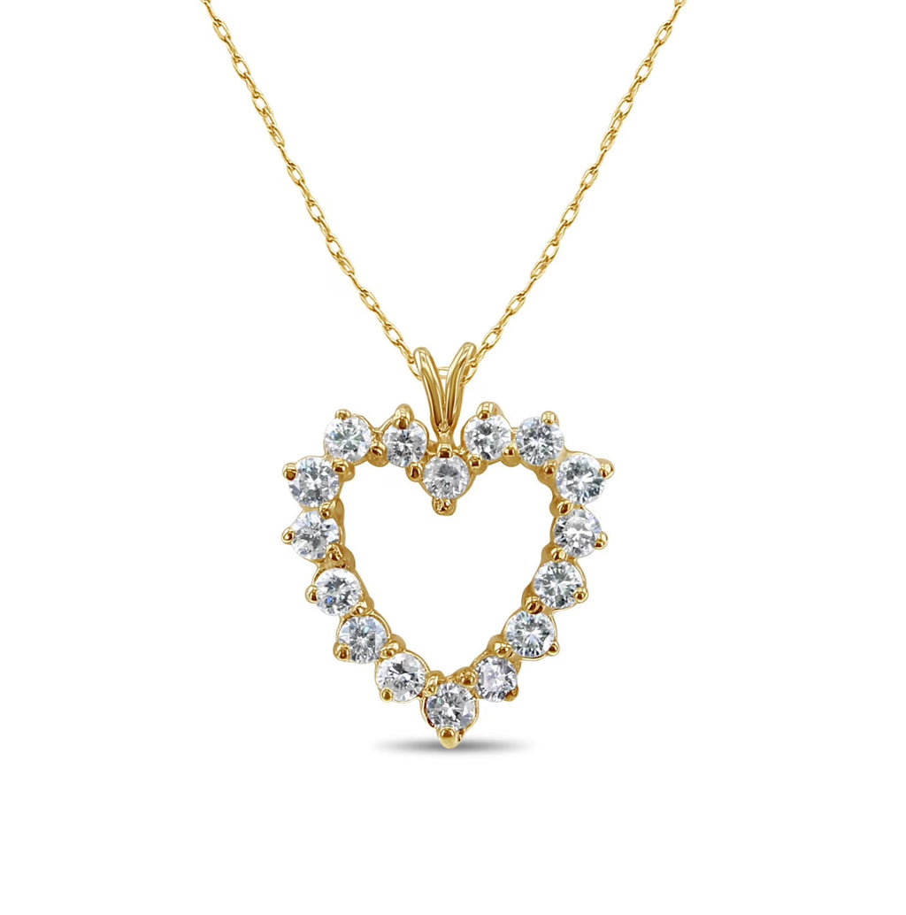 14k Yellow Gold Heart Shaped Diamond Necklace C144