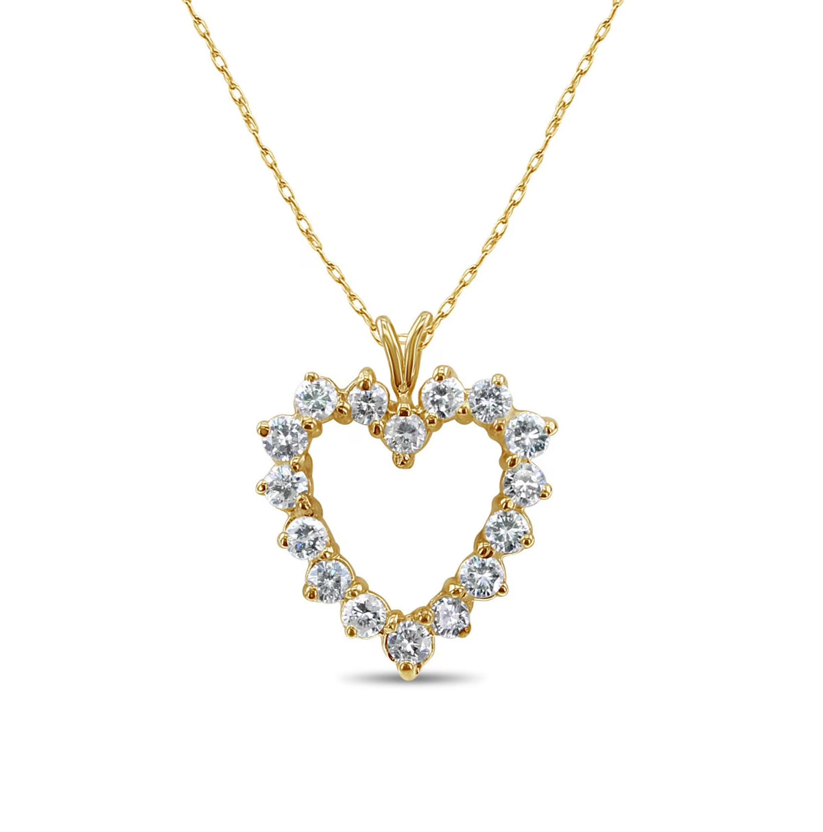 14k Yellow Gold Heart Shaped Diamond Necklace C144