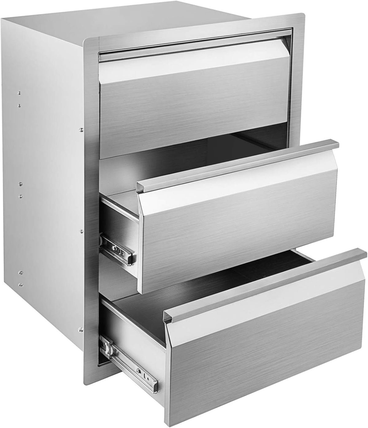 Stainless Steel Triple Access BBQ Drawers Box Frame Style Flush Mount Outdoor Kitchen Drawers B4401