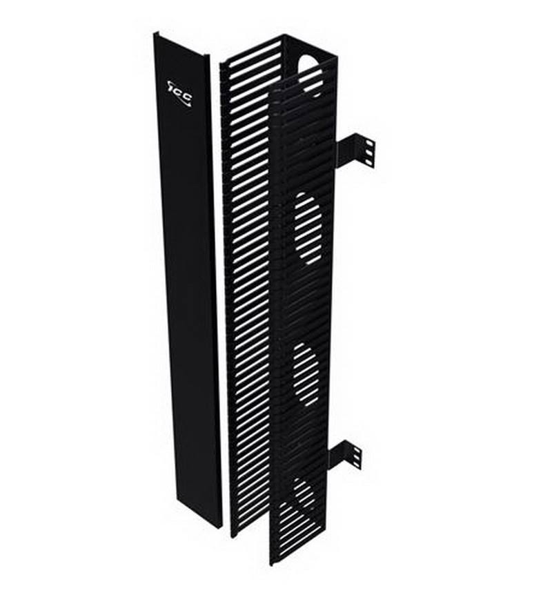 Black PVC Vertical Cable Management Panel P7416